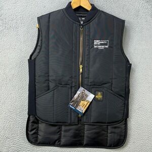 NEW RefrigiWear Master The Cold Mens Medium Vest Quilted Puffer Black Full Zip